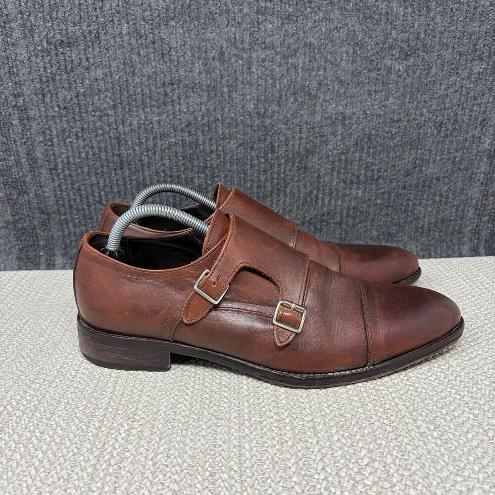 To Boot New York Double Monk Strap Leather Oxfords Brown Dress Shoes Mens 9
